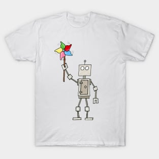 Rainbow Pinwheel Robot T-Shirt